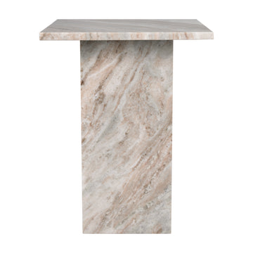 Cecil 14" Contemporary Natural Marble Handmade T-Shaped End Table - JONATHAN Y